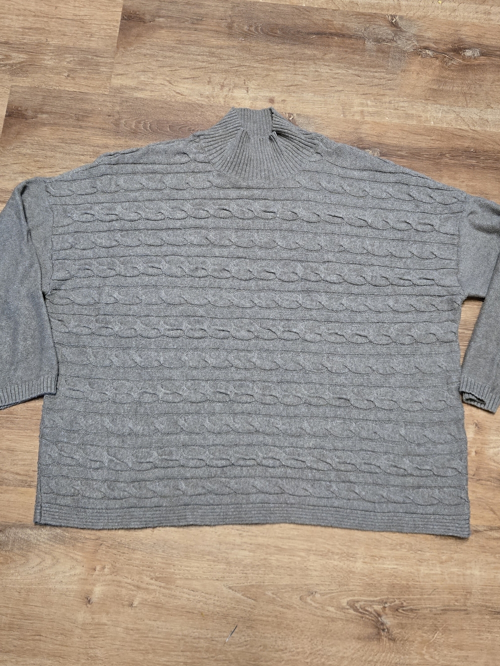 J. Jill Brown Cable-Knit Mock Turtleneck Sweater 2x